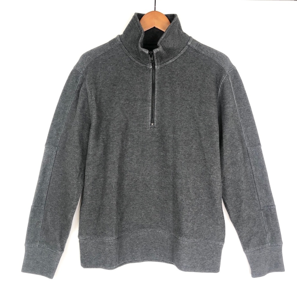 NEW Banana Republic Mens Ribbed Half Zip‎ Sweatshirt Dark Heather Gray Size M
